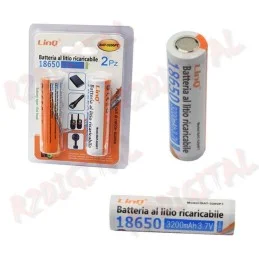 2x Batterie 18650 Li-ion Polo Piatto 3,7v 3200mAh