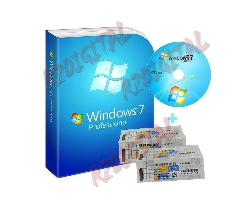 Windows 7 Pro Coa sticker + Dvd 32 64 Bit