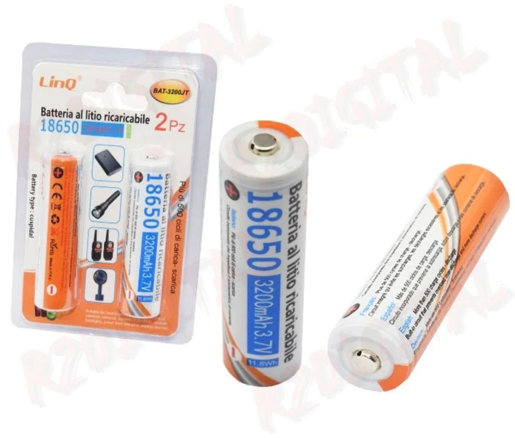 2 Batterie 18650 Polo rialzato 3.7v