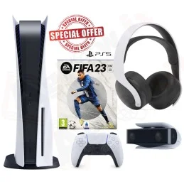 Bundle Sony PlayStation 5 con Fifa 23 - 825gb white + Sony HD Camera + Sony cuffie Pulse 3D Wireless